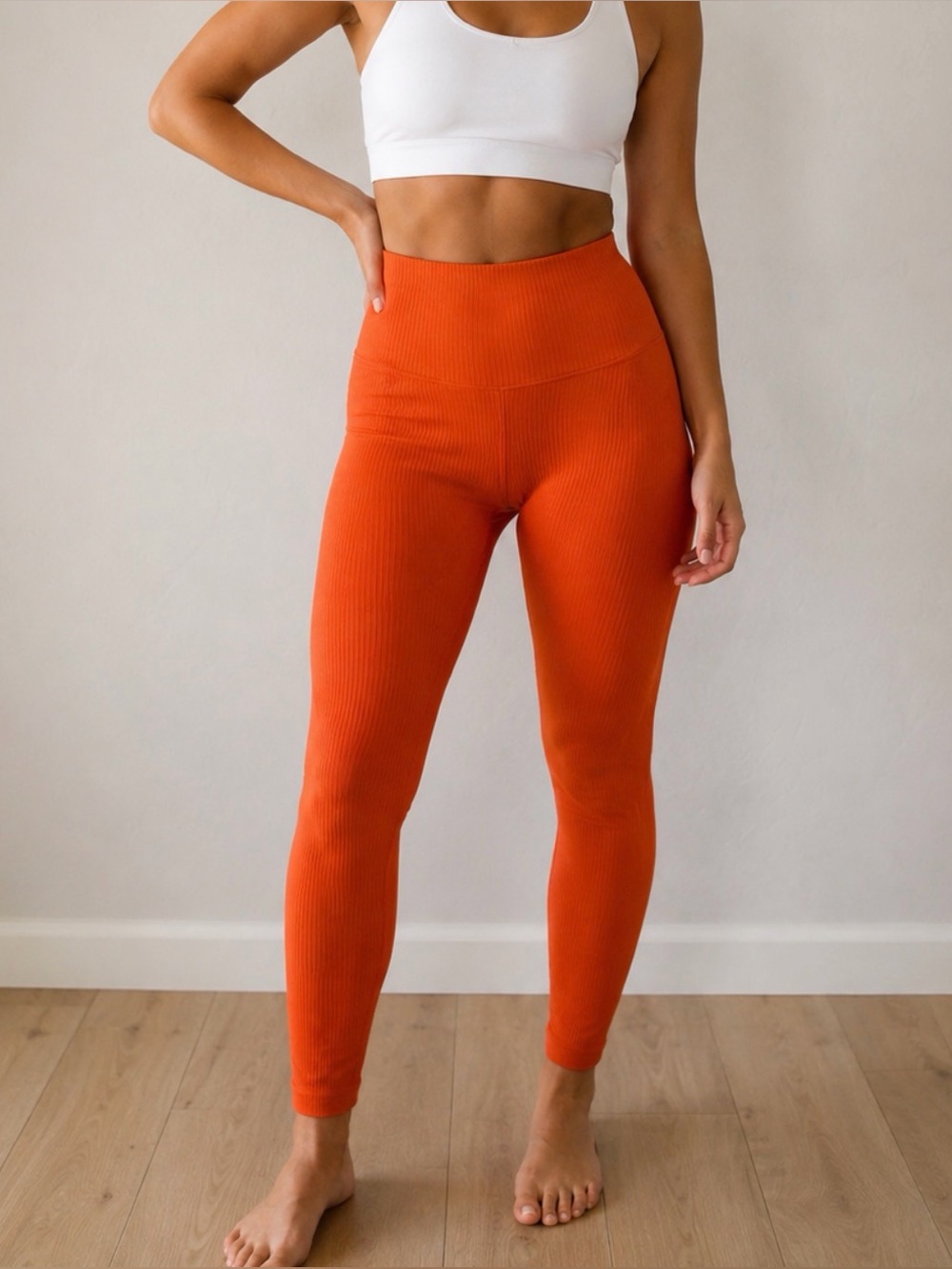 Balance Athletica Orange Ribbed Leggings